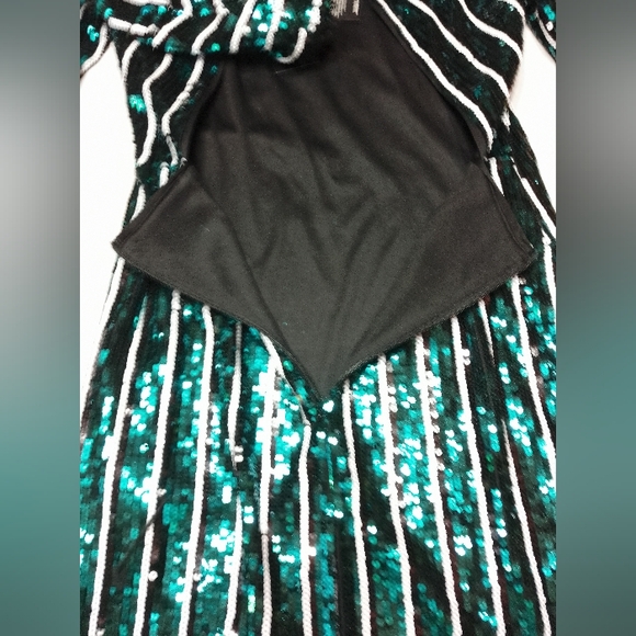 NWT New Look Striped Sequin Mini Dress Long Sleeve Open Back - Picture 8 of 9